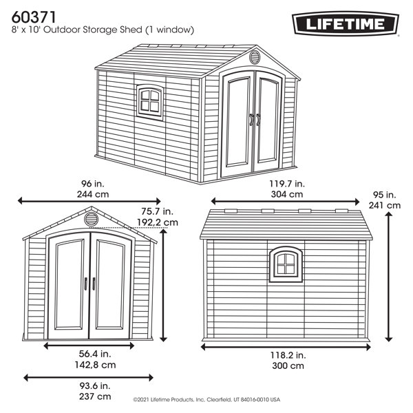 8 ft. W x 10 ft. D Plastic Storage Shed